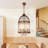 4-Light Vintage Birdcage Crystal Chandelier, Adjustable Height Dimmable Industrial Pendant Light for Dining Room, Foyer, Bar