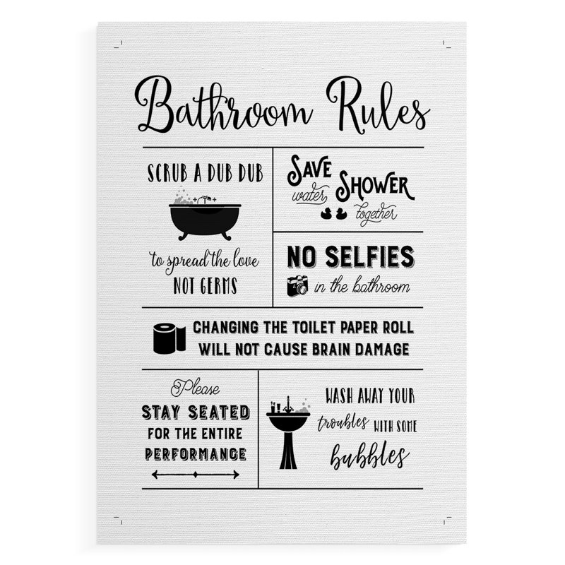 Scrub a Dub Dub Rules - Impression sur toile seulement - NON-CADRE, H 18 po x l 12 po