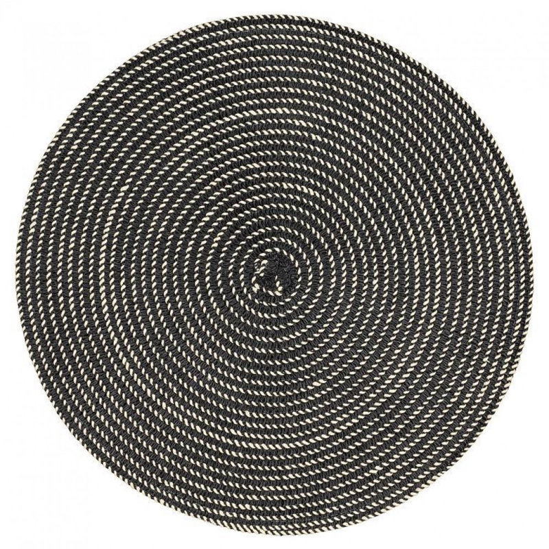 Napperon doux noir et ivoire tissé, Black/Ivory