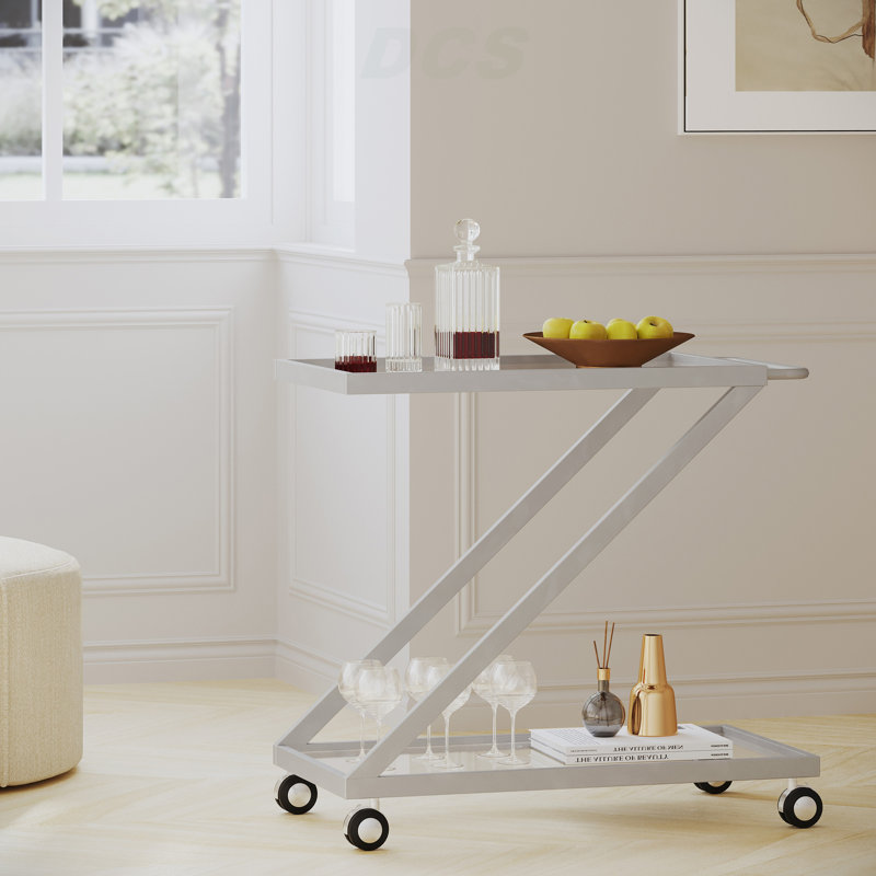 Chariot-bar, base en fer et verre trempé