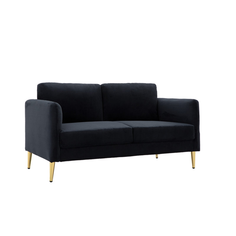 Canapé compact en velours côtelé de 158,7 cm de large, hauteur des accoudoirs de 66 cm, idéal pour la décoration d'une entrée, coussins de 14 cm d'épaisseur, parfait pour se détendre dans une chambre.