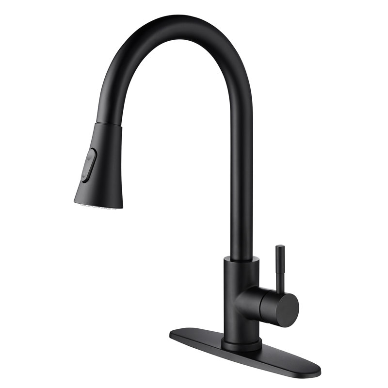 Matte Black Pull Out Spray Kitchen Faucet: Stainless Steel, 360 Rotatable Nozzle, Corrosion Finish, Single Handle For Multiple Water Control Applications Faucet, Black: Swiveling Simple With Design