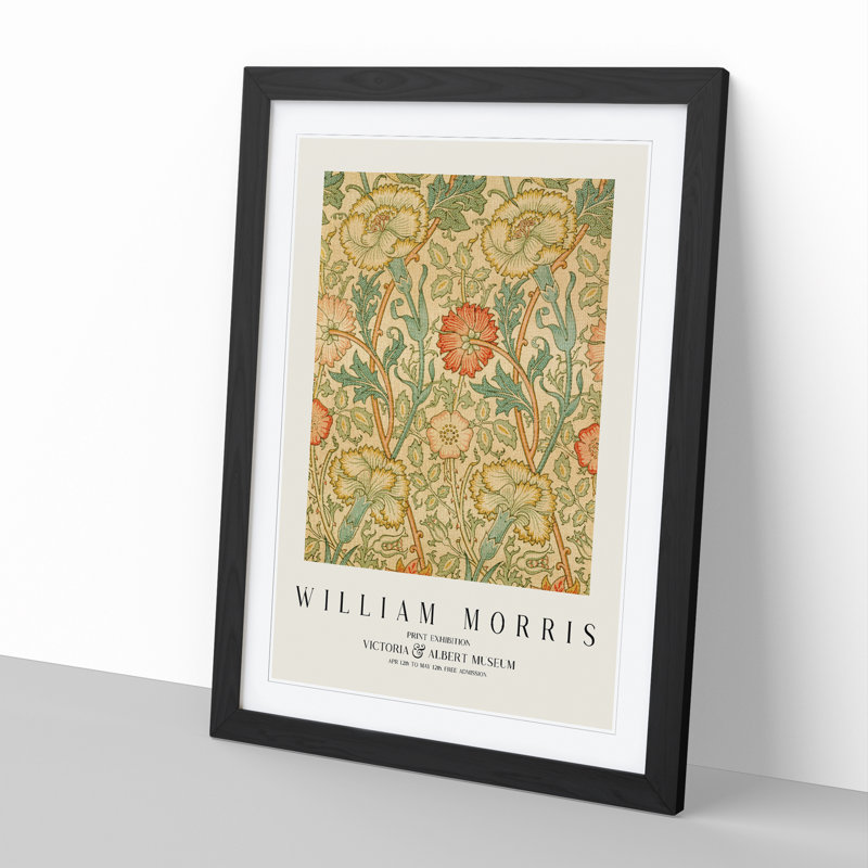 Pink and Rose Print by William Morris - Framed Print, 48cm H x 36cm W x 2cm D, Black Framed
