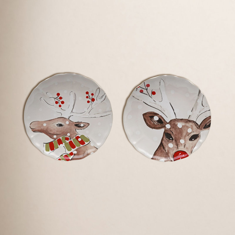 Deer Friends Fine Stoneware Salad/Dessert Plate