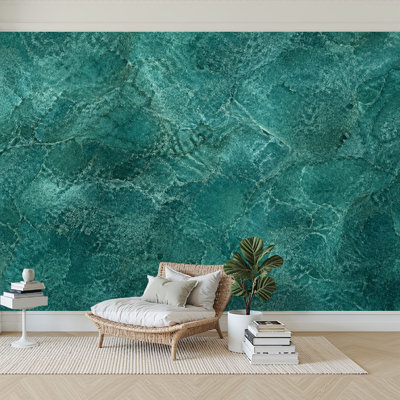 Papier peint adhésif peler et coller bleu sarcelle foncé, bleu, grunge, béton enduit, stuc, plâtre, mur, papier autocollant amovible, décoration murale pour salon H 69 po x l 96 po