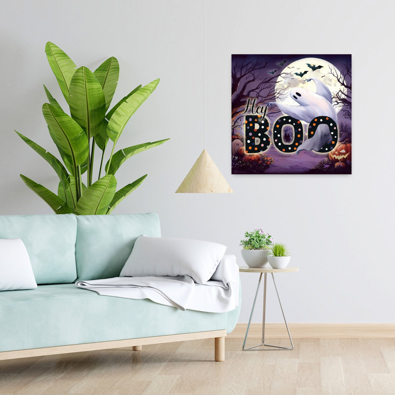 Hey Boo 1 Piece Wrapped Canvas Wall Art, 60.96cm H x 60.96cm W