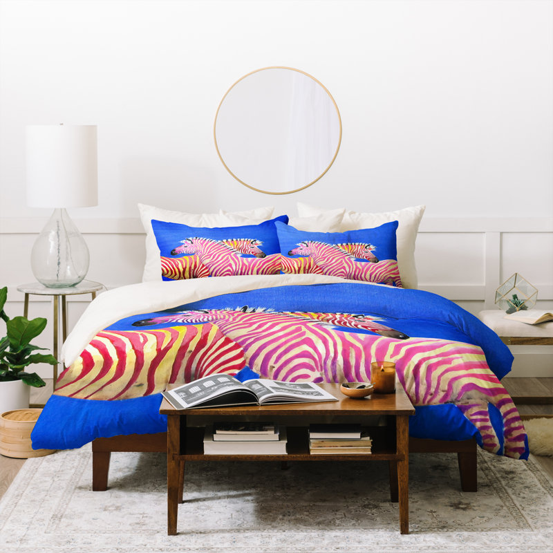 Ensemble de housse de couette Clara Nilles Diva Zebras on Royal Sapphire, Housse de couette pour très grand lit et 2 très 