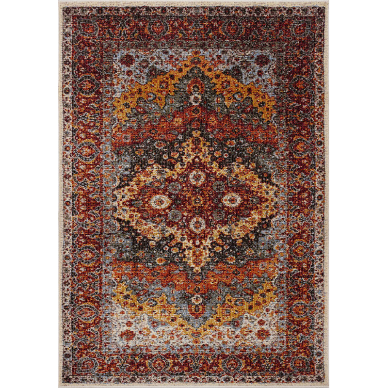 Tapis oriental rouge / beige Manteno, Rectangle de 5 pi x 7 pi