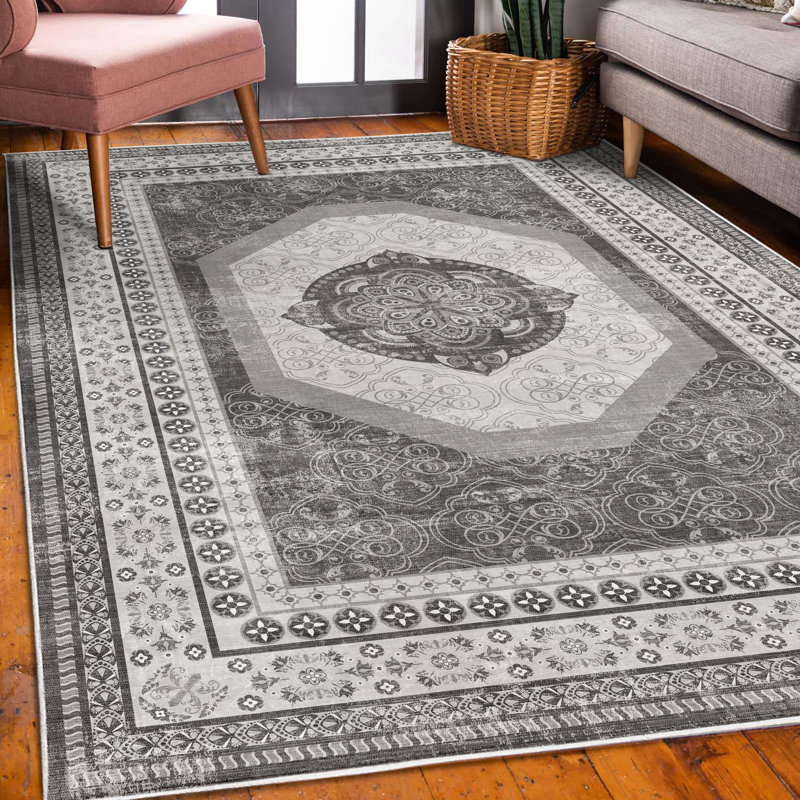 Tapis décoratif à longues fibres Jermond, Rectangle 4 pi x 5 pi 5 po