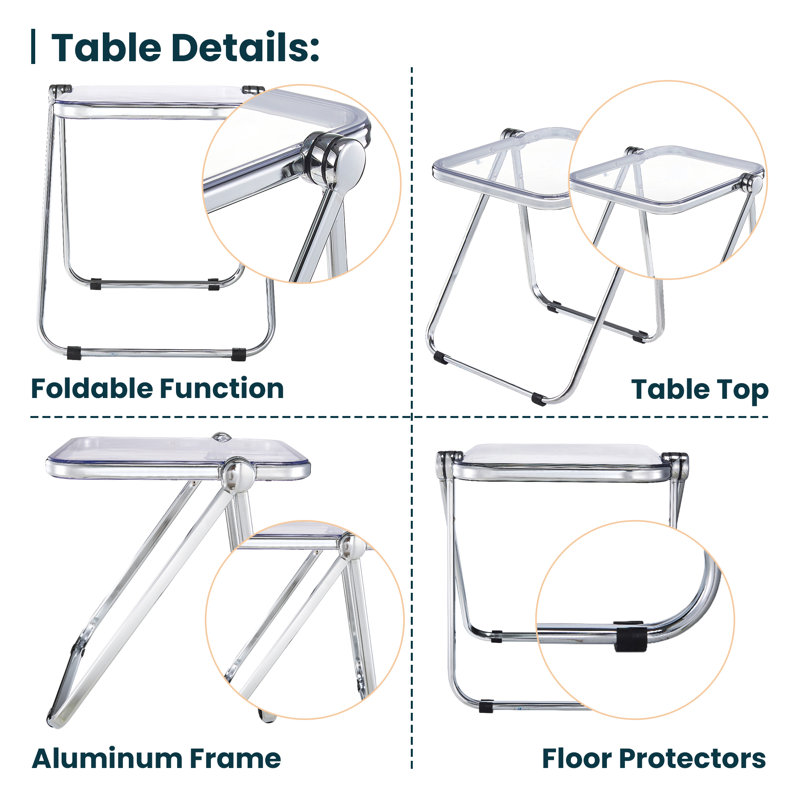 Lawrence 16.73'' Plastic Rectangular Portable Folding Table, Clear