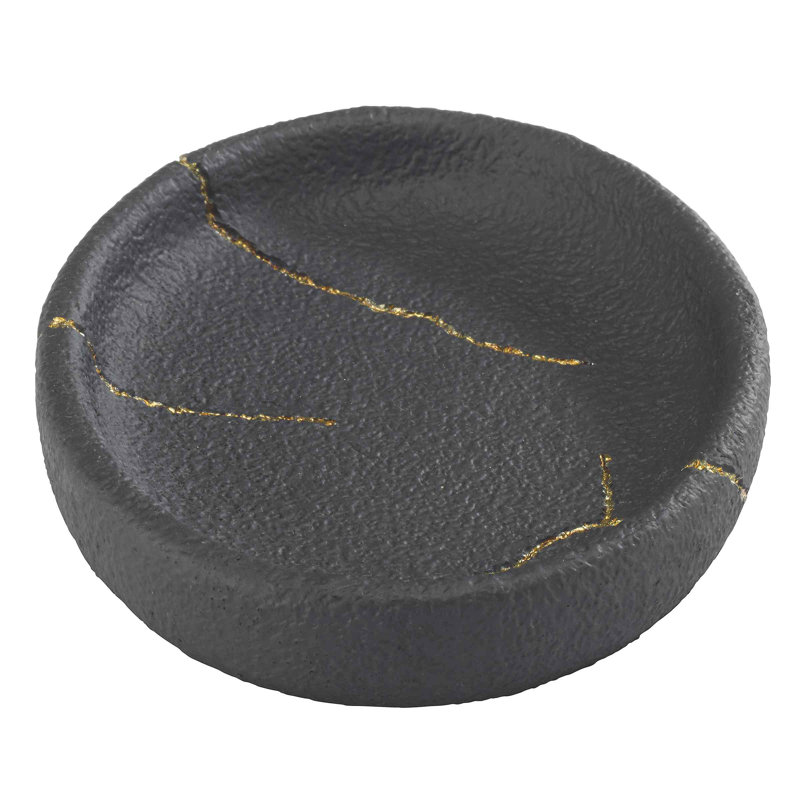 Black and Gold Resin 4-Piece Bathroom Accessory Set