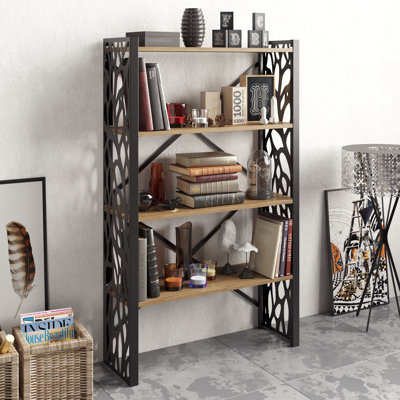 147.32cm H x 88.9cm W Metal Etagere Bookcase