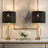 Anja 25" Modern Glam Table Lamp Set with USB+Type-C Ports and Black Shade