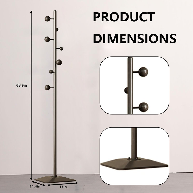 Freestanding Coat Rack For Bedroom, Entryway, Livingroom, Black