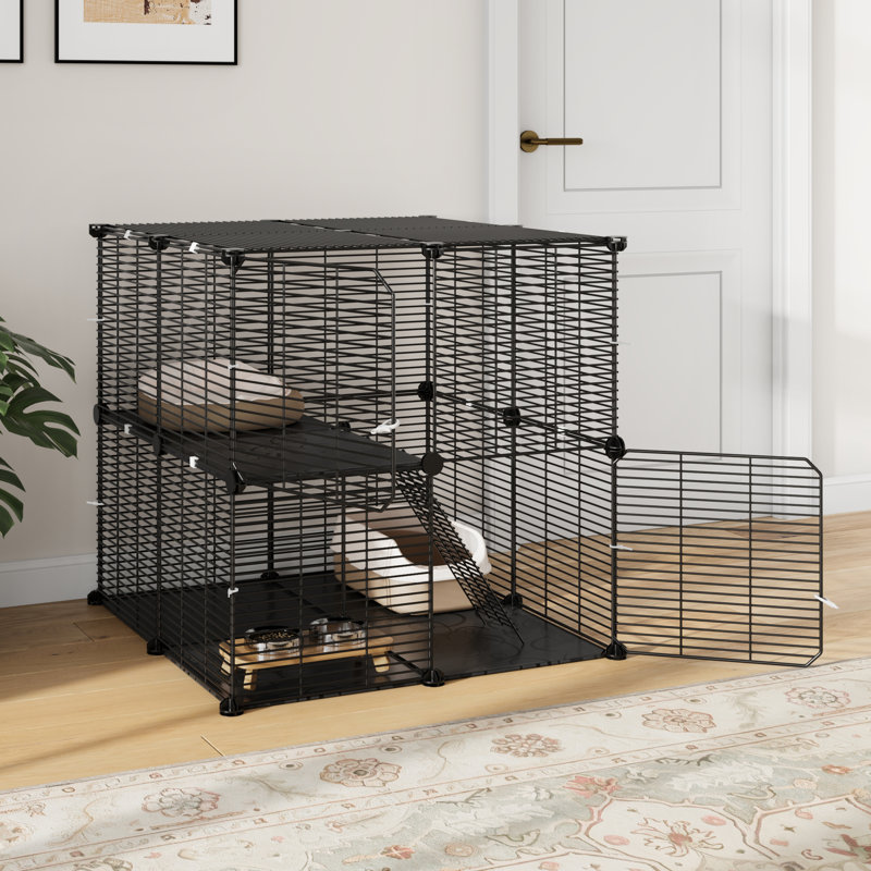 Aleyse Portable Cat Cage, Catio, Black
