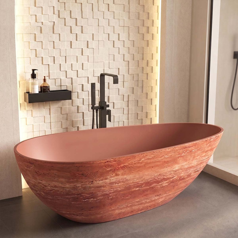 Baignoire ovale autoportante, baignoire de trempage écologique en mousse à haute viscosité avec dossier ergonomique inclinable à 120°