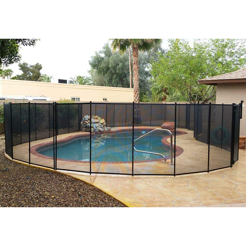 Pool Fence 4Ft X 96Ft Swimming Pool Fence In Ground Pool Safety Fencing, Black
