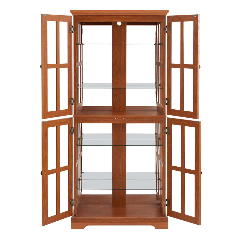 Exquisite Display Cabinet with Glass Doors and Adjustable Shelves, Ideal for Showcasing Collectibles in Home or Office Settings