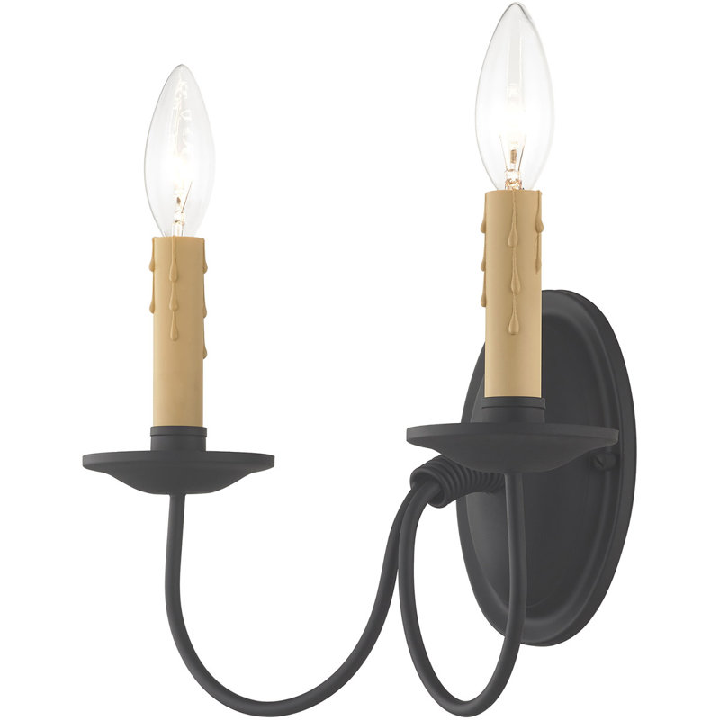 Applique murale noire à 2 lumières: matériau de base en acier élégant