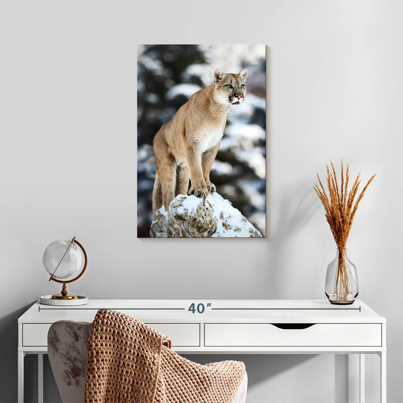 Brampt Winter Forest Cougar, 24" H x 16" W