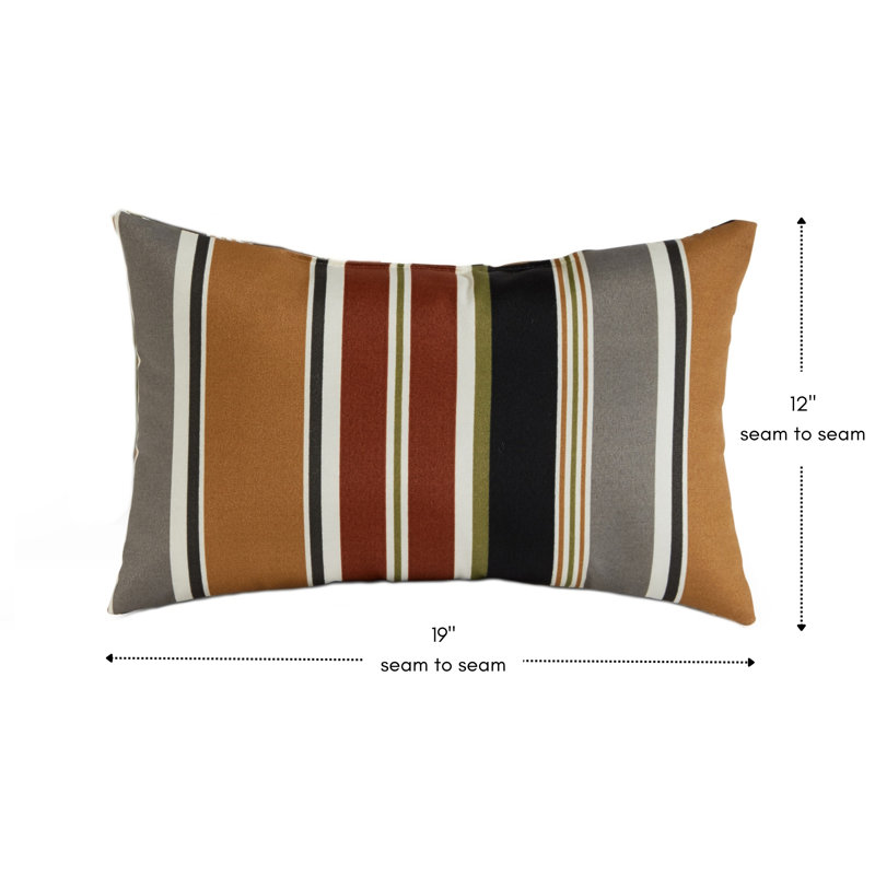 Henrich Indoor/Outdoor Striped Lumbar Pillow, Brick Stripe
