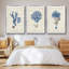 Corail antique en bleu marine, ensemble de 3 pièces encadrées sur toile-97760007-97760003