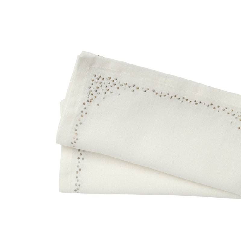Pin Dot Linen Napkin, White/Gold/Silver