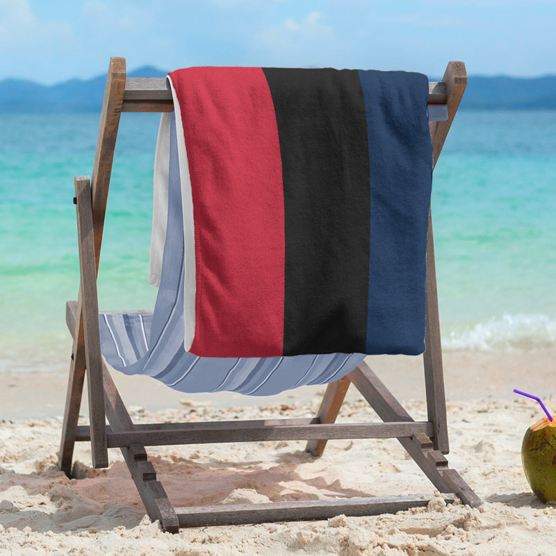 Lightweight Beach Towel, Red/Black/Blue, Microfiber