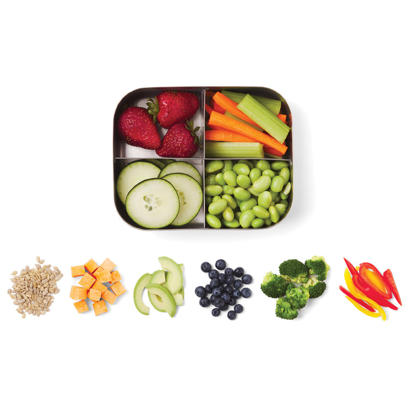 Contenant de rangement pour aliments 4 sections en acier inoxydable
