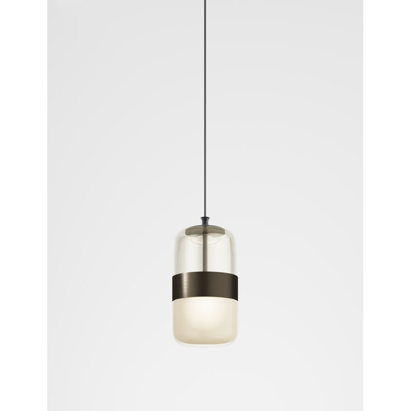 Futura 1 - Light Pendant, 96" H x 9" W x 9" D, Amber/Brass, Matte Black