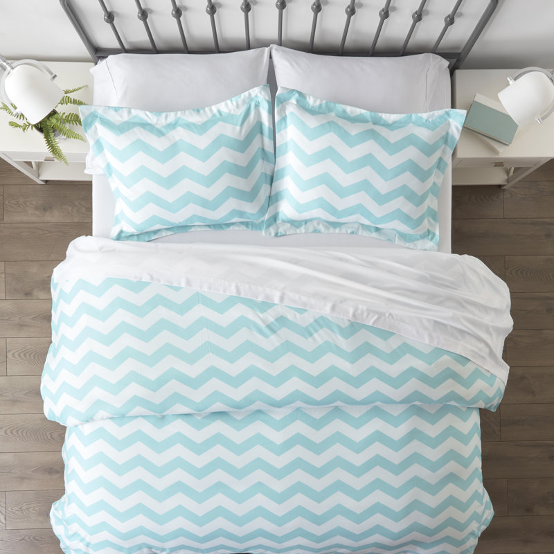 Turquoise Geometric Microfiber Twin/Twin XL Duvet Cover Set