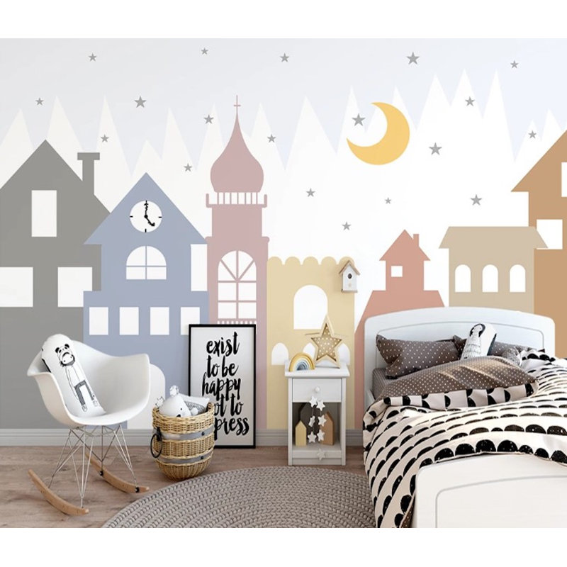 Papier peint amovible avec étoiles colorées Crescent Moon, L 75 po x l 112 po