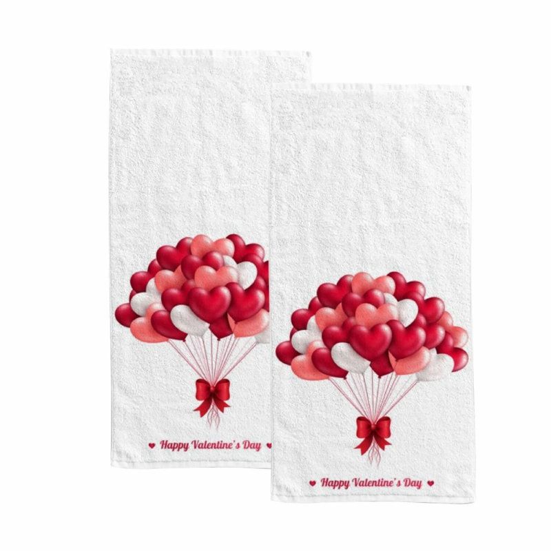 Heartfelt Harmony Valentine's Day Hand Towels - Absorbent 2 Pack for Bathroom, Kitchen, Spa, Gym, Bar - 30 x 15 inch