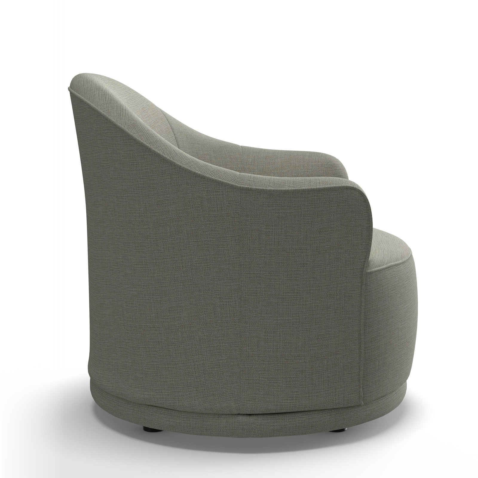 Upholstered Swivel Barrel Chair,  Light Beige Textured Weave
