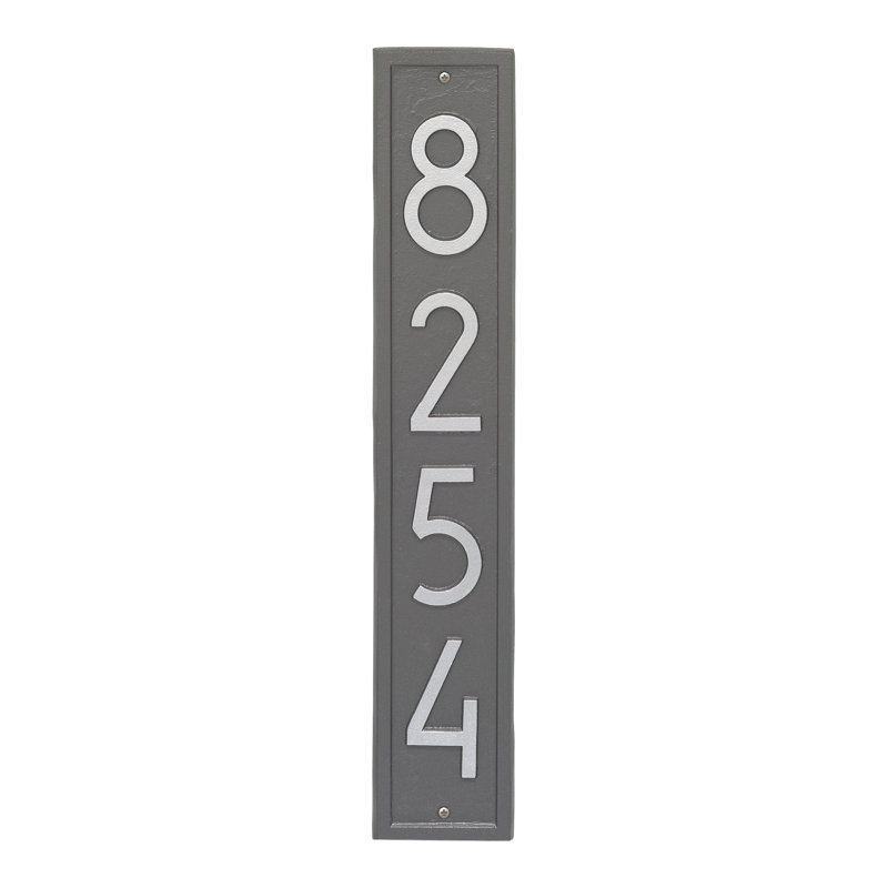 Vertical Modern Personalized Wall Mount, Pewter/Silver, Yes