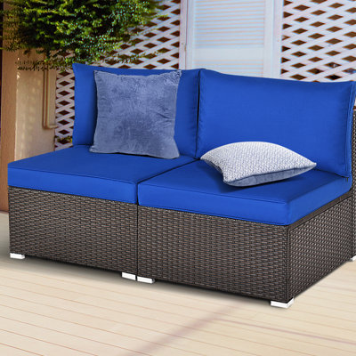 Jeadon 51" Wide Outdoor Wicker Patio Sofa with Cushions