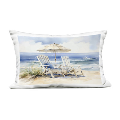 Neutral Adirondack Chairs Outdoor Printed Pillow, design by LSR Design Studio