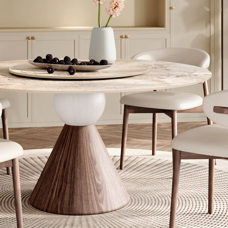 Table de salle à manger moderne, 29.52" H x 53.15" W x 53.15" D, Cream