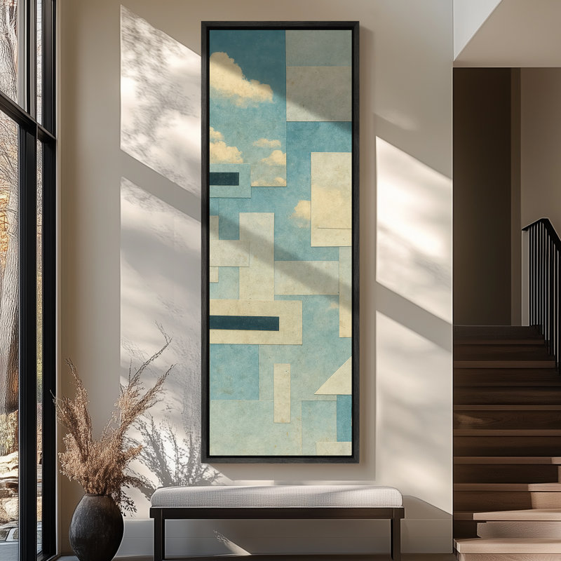 Toile abstraite encadrée, reproduction minimaliste neutre pour décoration murale moderne, H 60 po x l 20 po, Noir