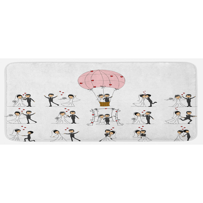 Tapis de cuisine blanc noir noir célébration de mariée et de marié