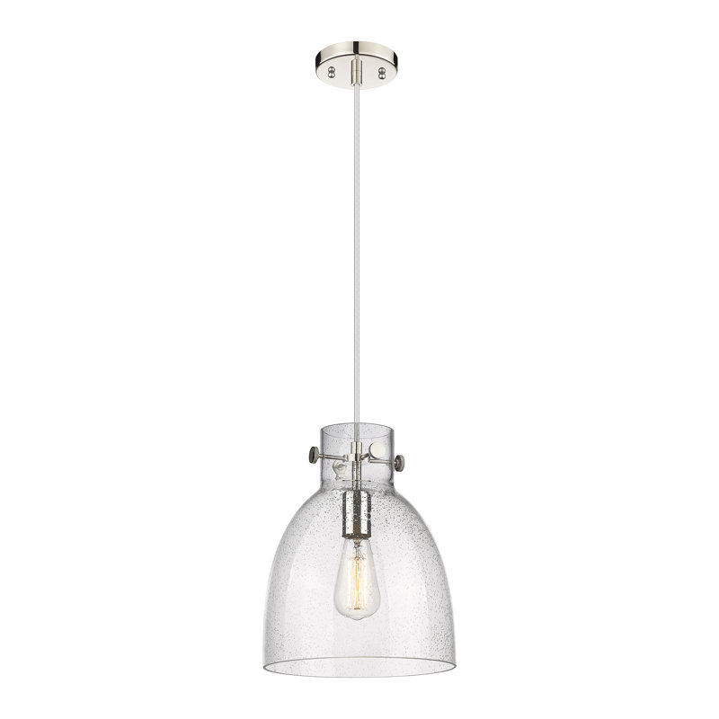 Luminaire suspendu à 1 lumière Badgett, Grainé, Nickel poli