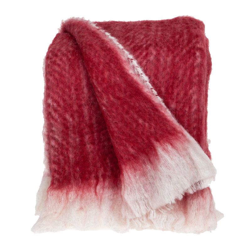Jeté 52 "x 67" en mélange de laine tissé rouge et blanc