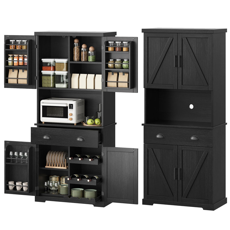  Armoire de rangement 72 po avec 4 portes, Noir