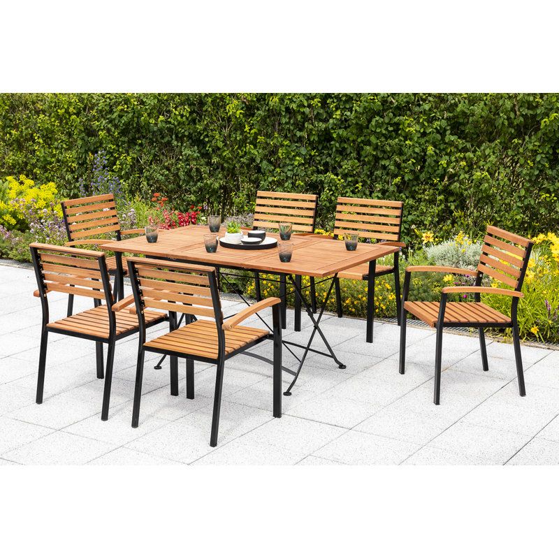 Stretford 6 - Person Patio Dining Set with Extendable Rectangular Table