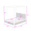 Lit plateforme à baldaquin en bois avec tête de lit cannelée-58113000-58112997