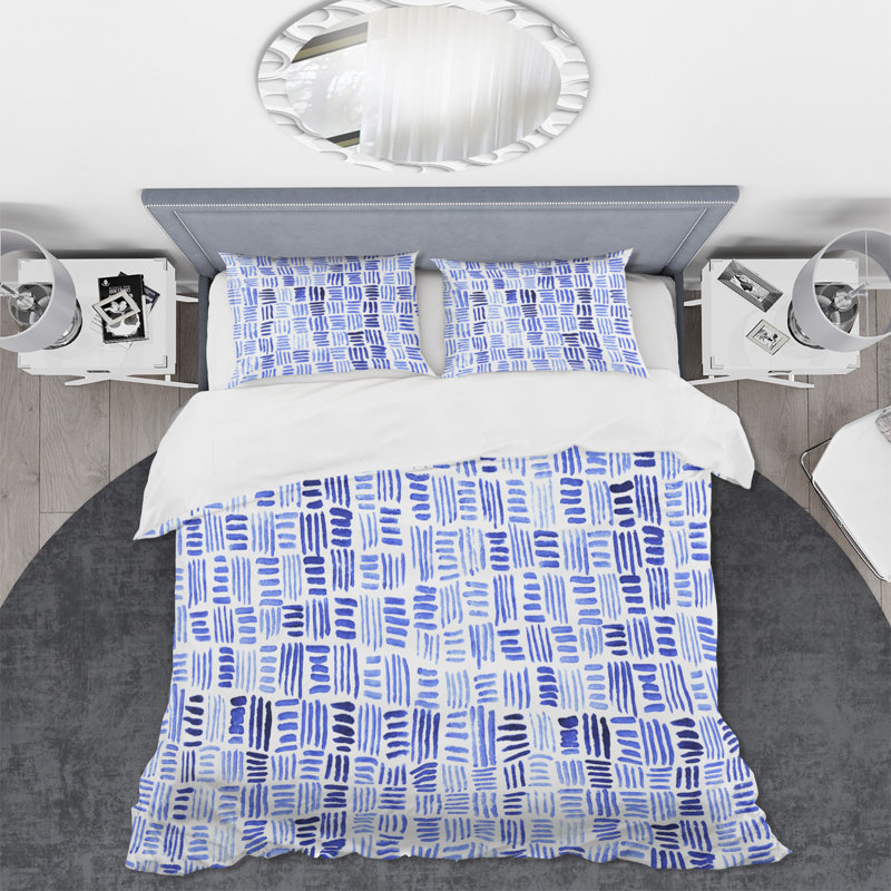 Motif de tissage - Ensemble de housse de couette moderne - Microfibre de polyester, Bleu