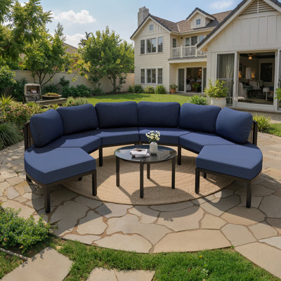 7 - Piece Aluminum Patio Sofa Seating Group With Table