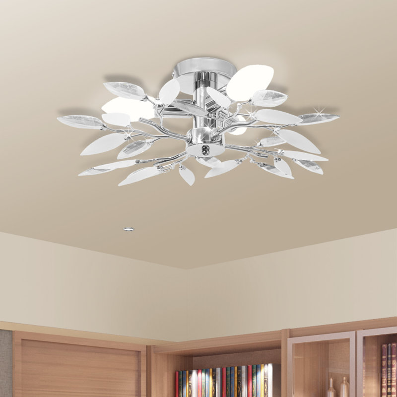 Semi Flush Mount, White/Transparent