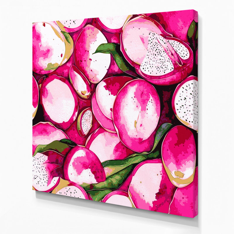 «Fruit Dragon Fruit», art mural sur toile beige Pitaya, 12" H x 12" W