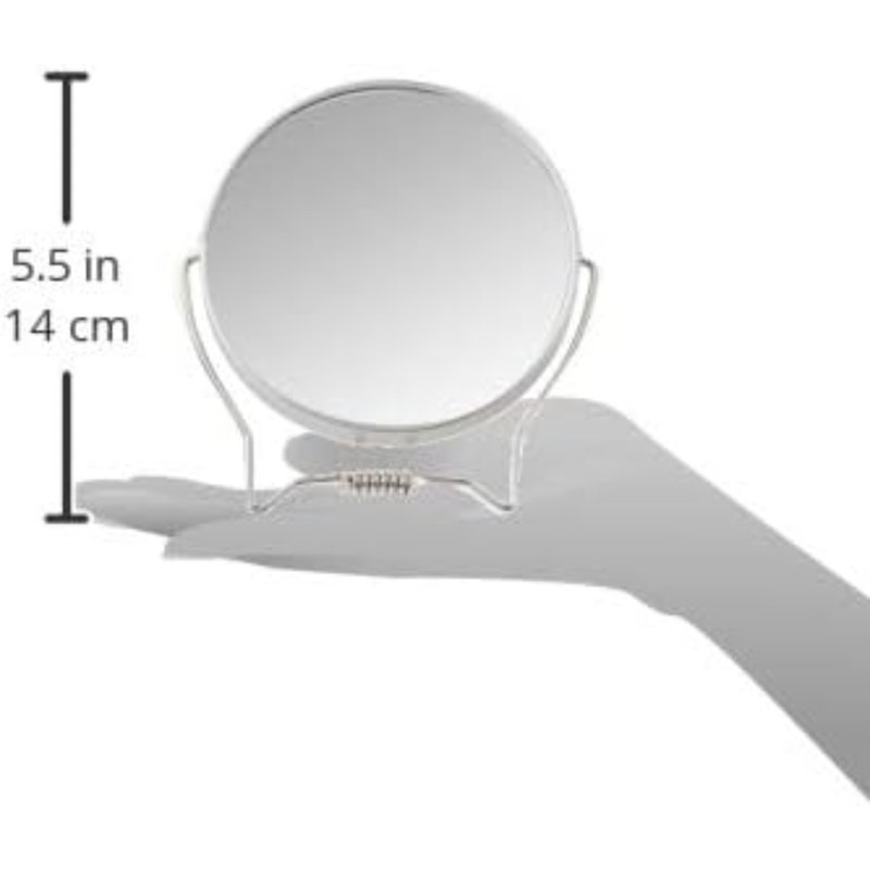Two-Sided Makeup Mirror With Stand - 1X And 3X Dual Sided Magnification - Lightweight & Portable Table Top Magnifying Vanity Mirror